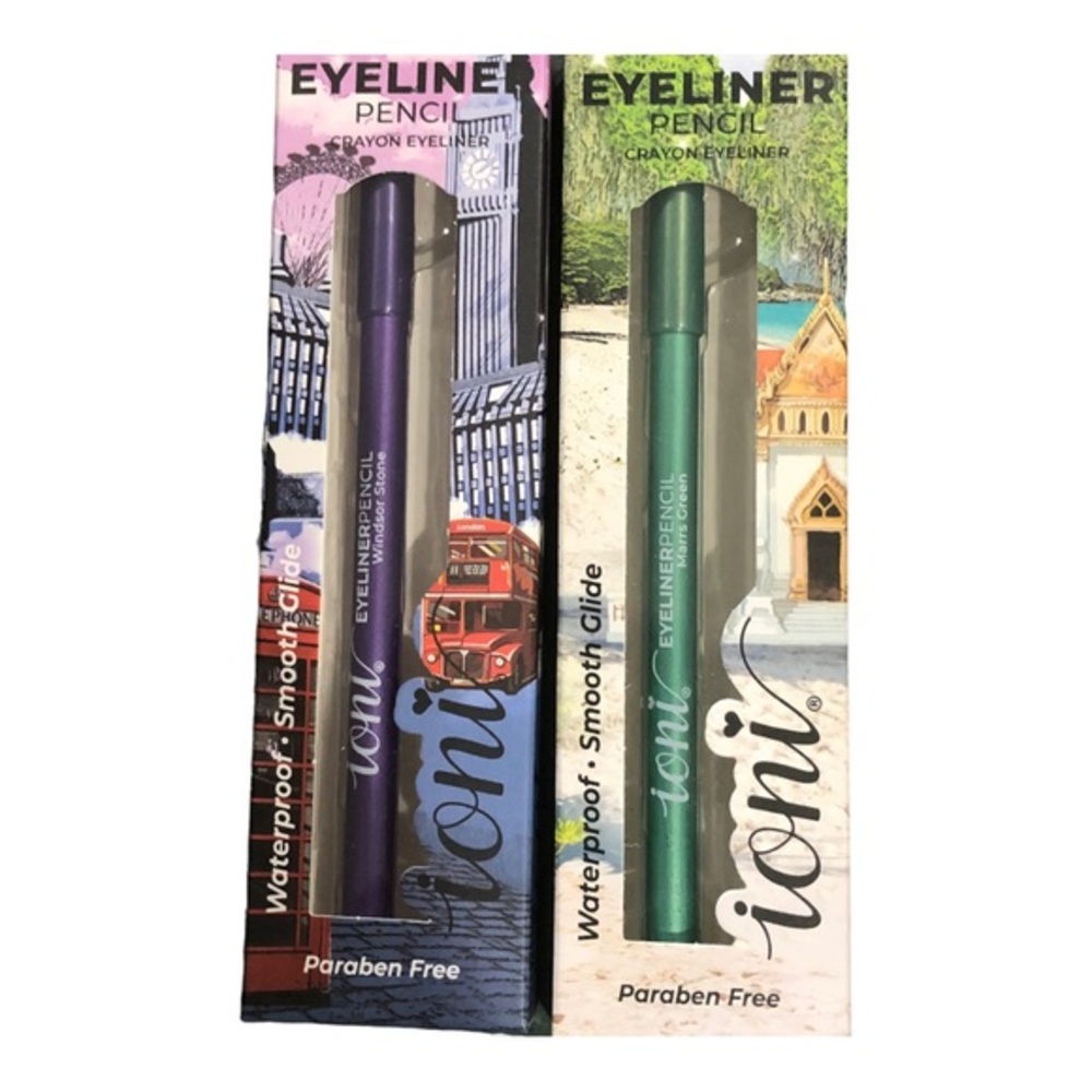 2pack metallic green and purple waterproof smooth eyeliner pencils new